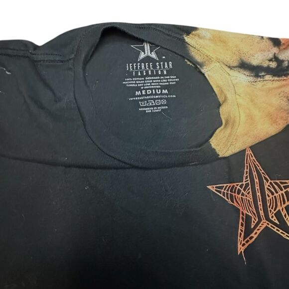 JEFFREE STAR Fashion Black Bleach Tie Dye Graphic Star Tee Size Medium - Picture 3 of 4